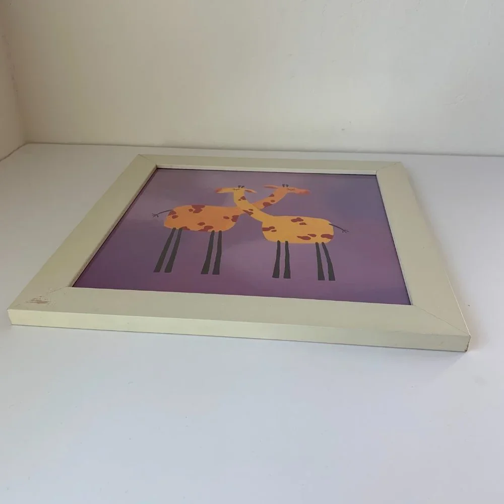 Ikea Smarr Giraffe Print Hanging Picture White Frame Wall Art Purple